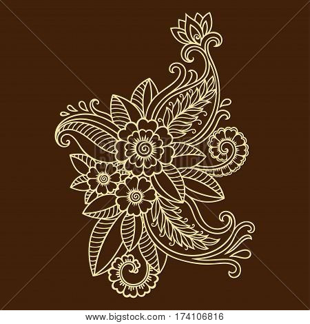 Henna tattoo flower template. Mehndi style. Set of ornamental patterns in the oriental style.