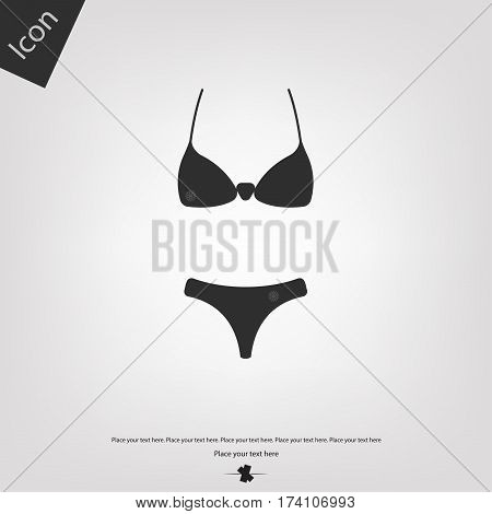 Bikini underwear icon, gray background. Vector illustration.