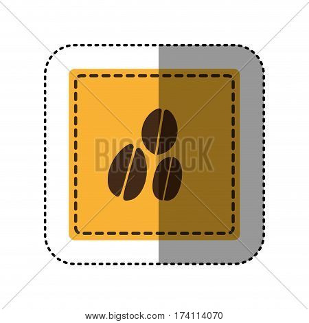 sticker yellow square with coffee beans vector illustration