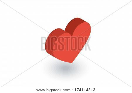 red heart shape isometric flat icon. 3d vector colorful illustration. Pictogram isolated on white background