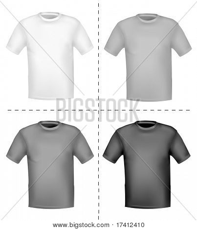 Blanco y negro t-shirts. Ilustración de vector fotorrealistas.
