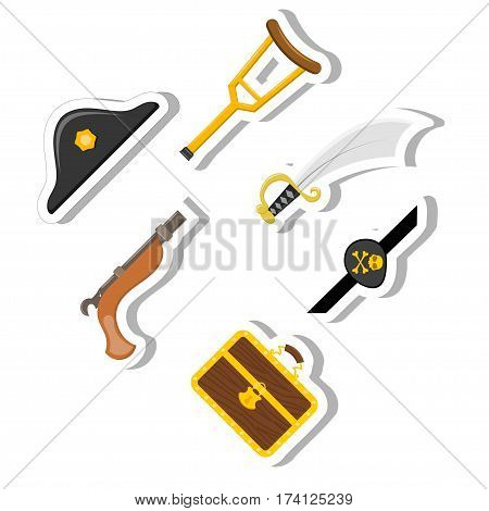 Set Cartoon Abstract Cartoon pirate items on a white background. Stock vector
