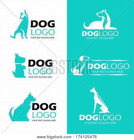 Dog sit logo pet logo vector set design