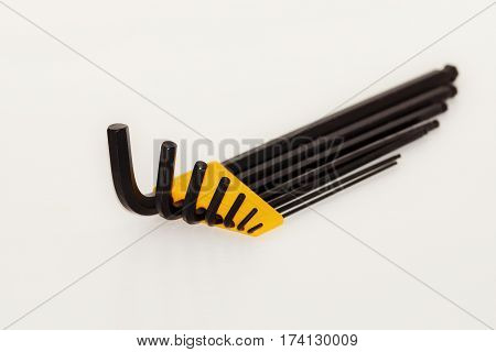 New hex wrench set on white background
