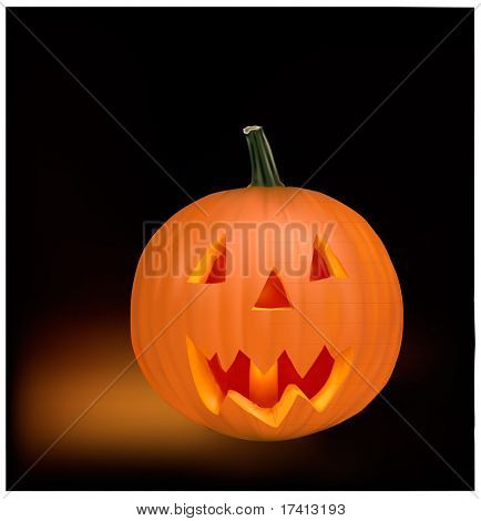 Halloween Kürbis Gemüse Obst auf schwarzem Hintergrund isoliert. Vektor