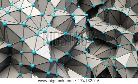 Plexus effect 3D rendering, background abstract composition