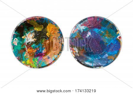 Top View of Circle Palette Isolated on White Background