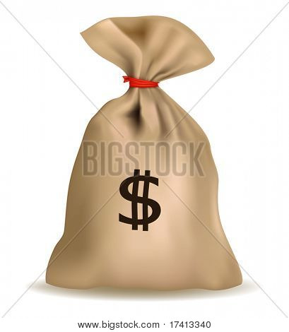 Geldsack mit US-Dollar. Vektor.