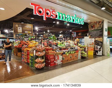 CHIANG RAI THAILAND - MARCH 1 : various fruits sold on shelf in supermarket at Central Plaza department store on March 1 2017 in Chiang rai Thailand