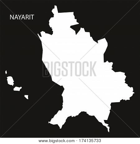 Nayarit Mexico Map black inverted silhouette illustration