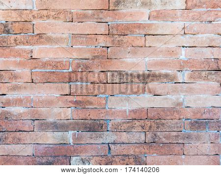 Old birck wall with the dirty stain of the Thai church.