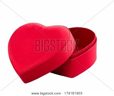 red box in heart shape on white with clipping path