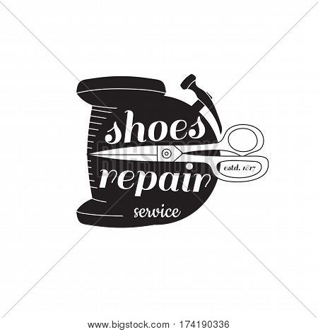 Vector Image Of Logo Of Shoe Repair Services. Concept For Workshop Repair