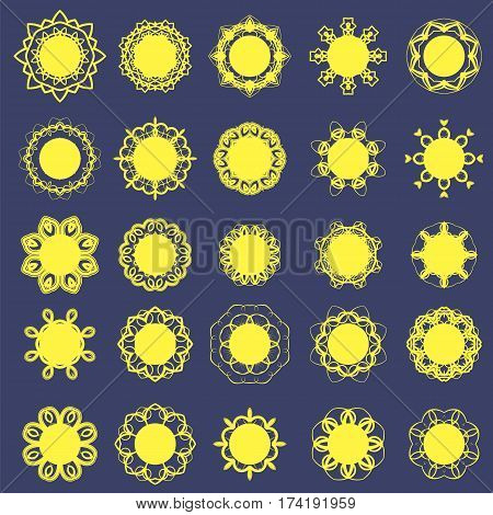 Different Sun Icons Isolated on Blue Background