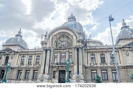 Bucharest, Romania - May 25, 2014: The Cec Palace Build In 1900, Design By Paul Gottereau.