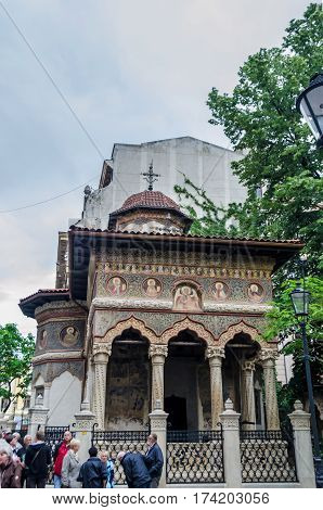 Bucharest, Romania - May 25, 2014: The Old Church Stavropoleos (city Of Cross) Build By Ioanichie St
