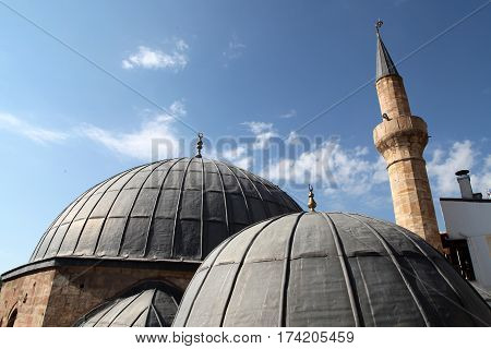 Historical Mosque and minaret in Beypazari, Ankara, Turkey