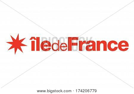Flag of Ile-de-France also known as the region parisienne is one of the 18 regions of France and includes the city of Paris.