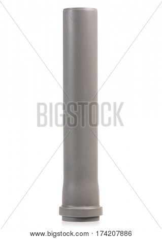 New grey drain pipe, isolated on white background