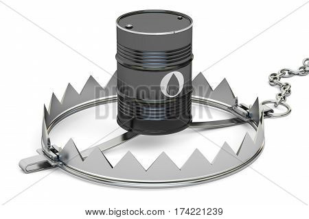 trap with oil barrel 3D rendering isolated on white background