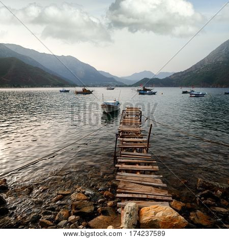 Wooden pier on Adrasan bay, Turkey