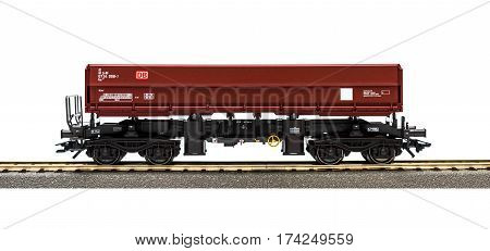 Estonia, Tallinn, February 24. 2017. Freight train model railroad on white background