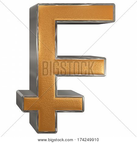 Symbol Of French Franc, Isolated On White  Background, 3D Illustration