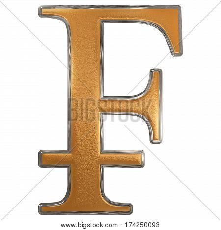 Symbol Of French Franc, Isolated On White  Background, 3D Illustration
