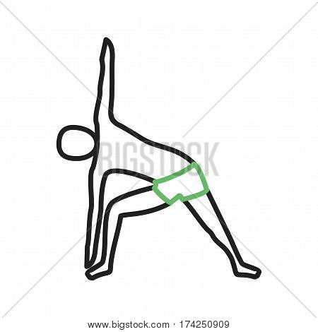 Pose, triangle, right icon vector image. Can also be used for yoga poses. Suitable for mobile apps, web apps and print media.