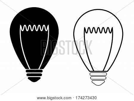 Set of two vector bulb icons on white background.