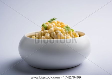 Dahi Bundi or Boondi Raita, favourite indian started or side dish made using Rajasthani snack food made from sweetened, fried chickpea flour, called Boondi with sweet and salty curd or buttermilk