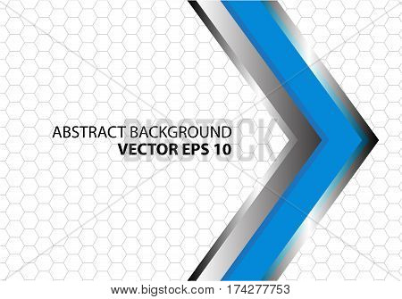 Abstract blue metal silver arrow with gray hexagon mesh pattern on white design business luxury modern card and background vector illustration.