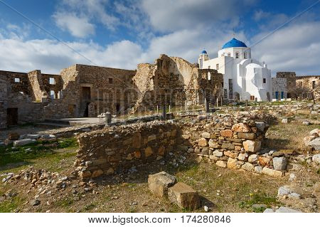 Old traditional churches in Chora on Astypalea island.