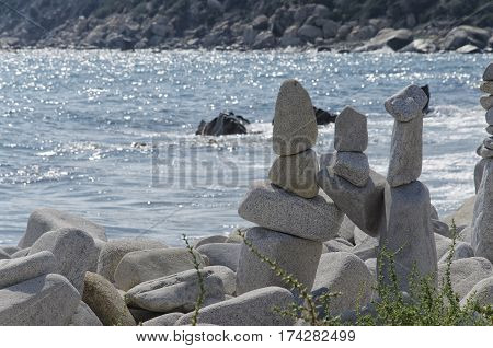 View of stones monuments in harmonious balance