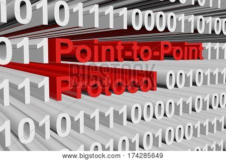 point to point protocol in the form of binary code, 3D illustration
