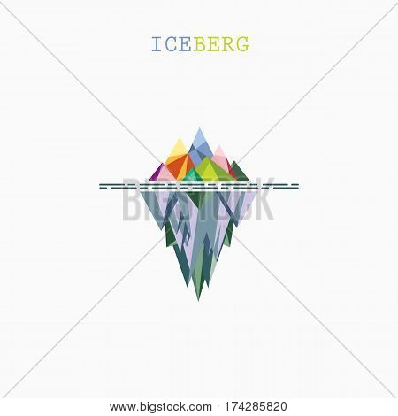 Abstract triangle iceberg vector logo design infographic template.Risk analysis iceberg vector diagram.Design for business education or technology presentation.Vector illustration