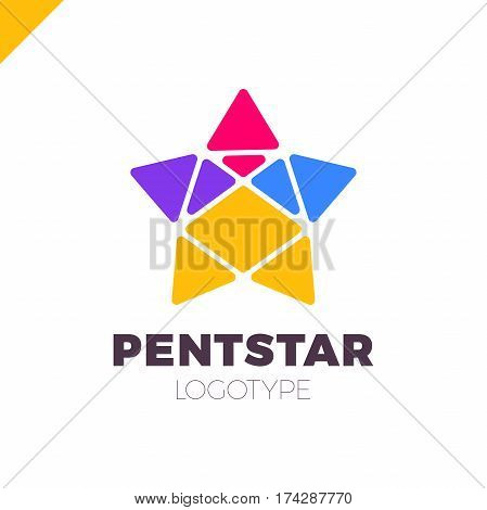 Penta Line Star Logo. Pentagon Star Direction