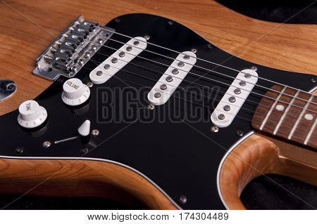 Eelectric guitar close up detail. Music concept.