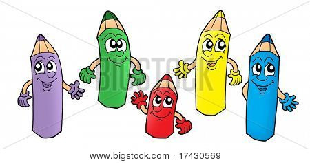 ภาพประกอบสีของดินสอสี 5 สี