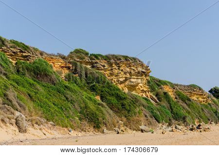 Ionian sea coastline at gerakas beach in Zakynthos island