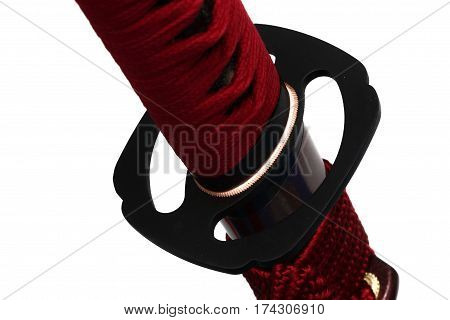 Tsuba : Hand Guard Of Japanese Sword With White Background