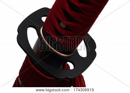 Tsuba : Hand Guard Of Japanese Sword With White Background
