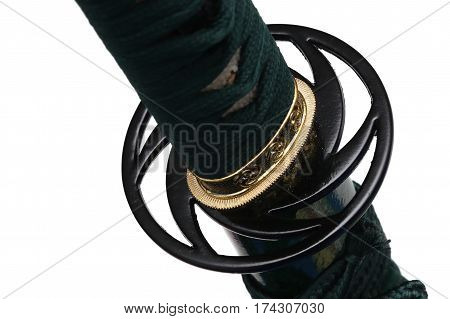 Tsuba : Hand Guard Of Japanese Sword With White Background