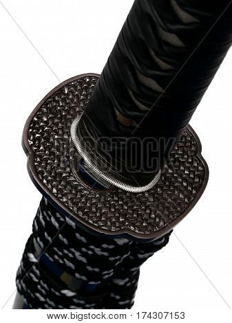 Tsuba : Hand Guard Of Japanese Sword With White Background