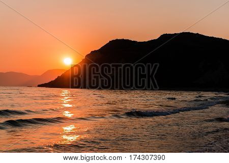 Ionian sea coastline at gerakas beach in Zakynthos island