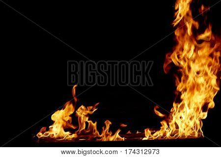 frame fire burn on a black background