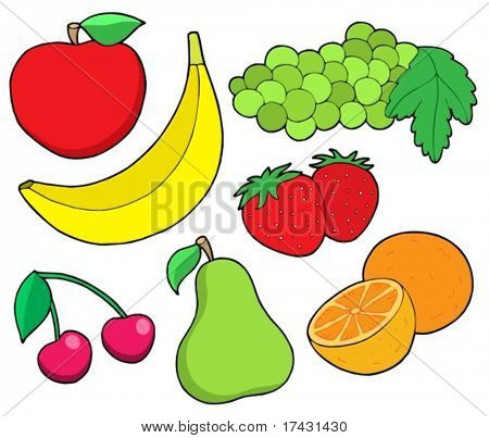 Ovoce kolekce 1 na bílém pozadí - vektorové ilustrace.