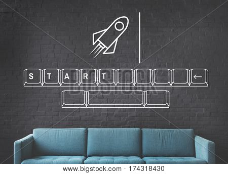 Rocket Spaceship Startup Business Strategy Graphic