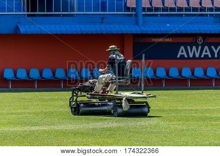 Restoration Grass In A Football Stadium