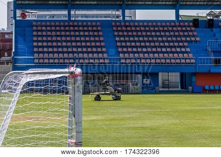 Restoration Grass In A Football Stadium